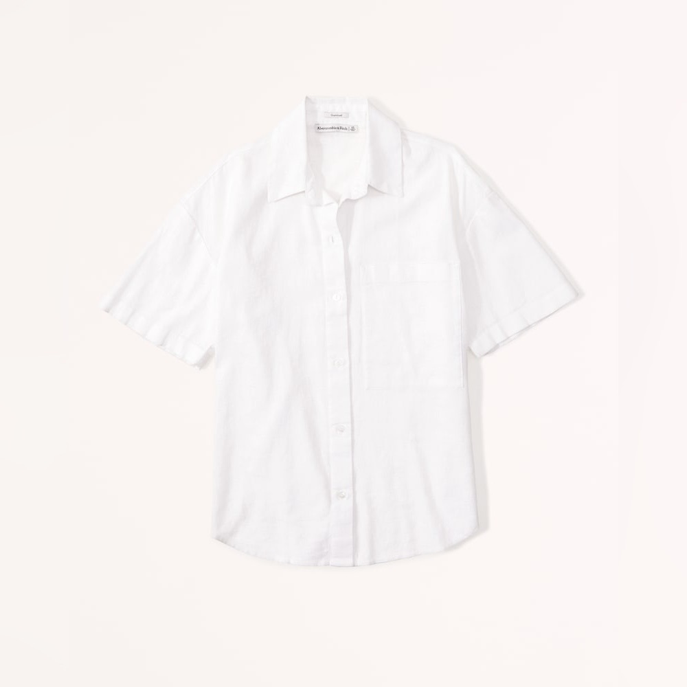 Abercrombie & Fitch White Short Sleeve Button-Down Shirt